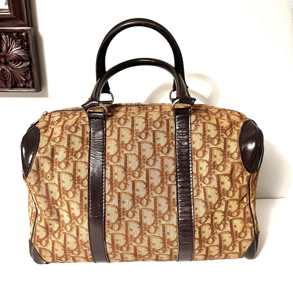Christian Dior Authentic Vintage Boston bag Brown monogram canvas leather line